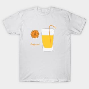 Fruit juice, a glass of orange juice and a straw. T-Shirt